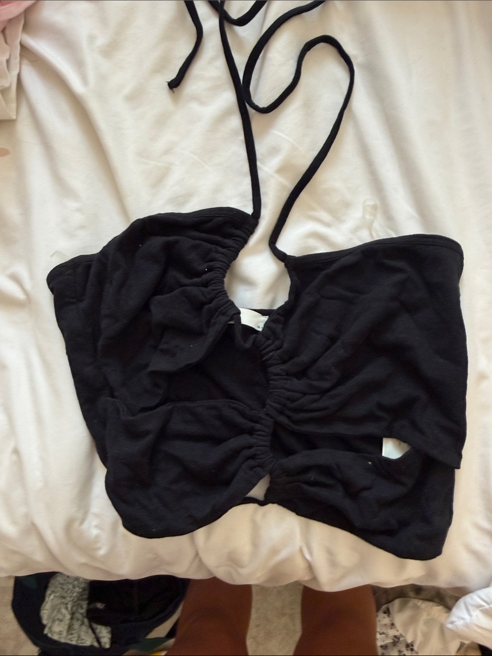 Oakley Black Ruched Halter Cut out Top